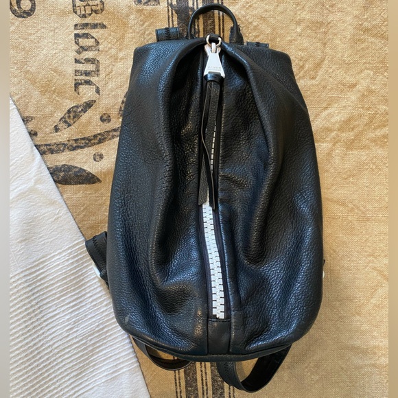 Aimee Kestenberg Handbags - Aimee Kestenberg Black Leather Bag with White Zipper